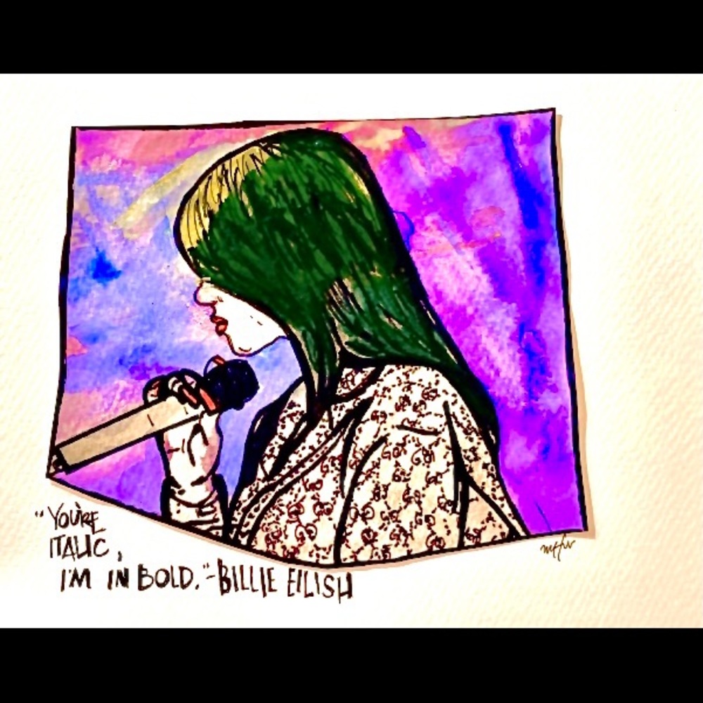 Billie eilish watercolor painting print by me